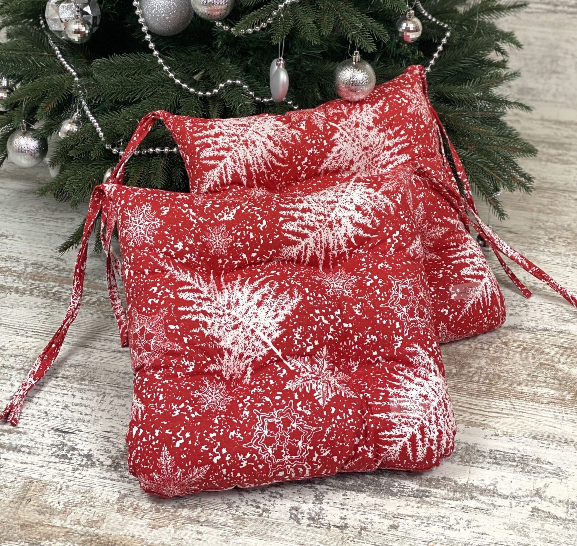 Сидіння на стілець/крісло/садові меблі новорічна панама "X-mas Frost" 40х40 см