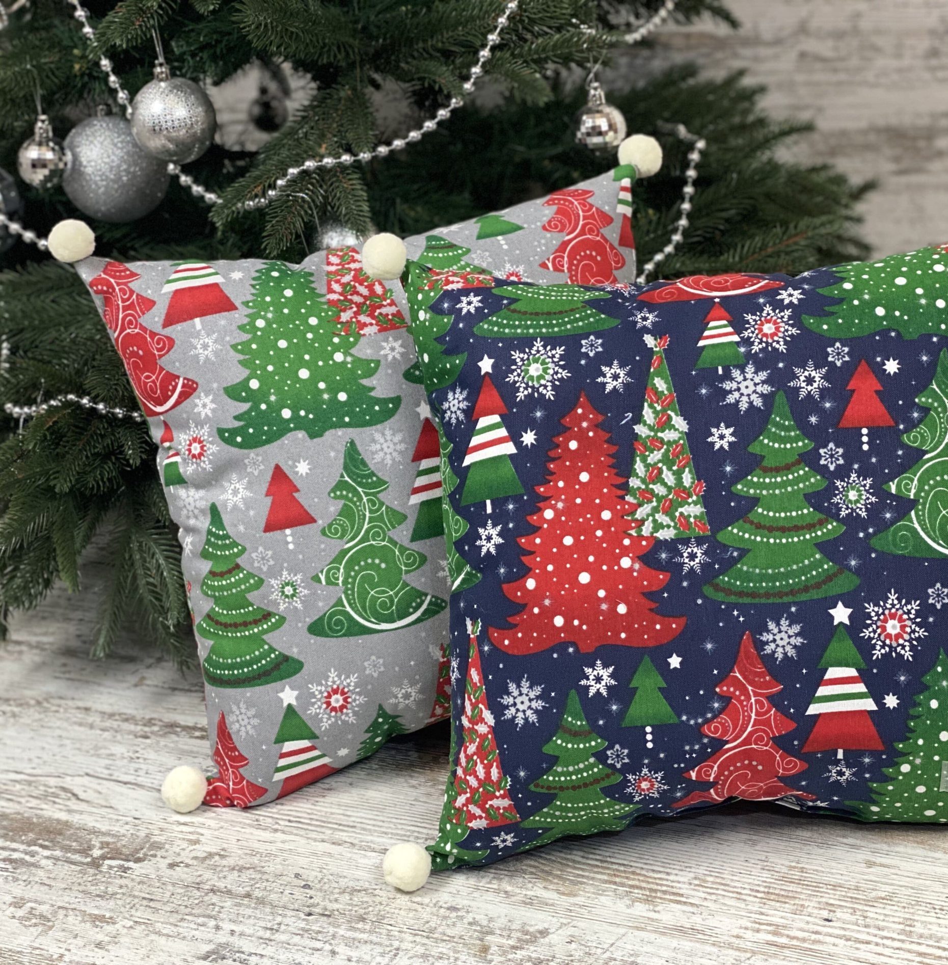 Подушка панама новорічна "X-mas Multi Trees" 40х40 см