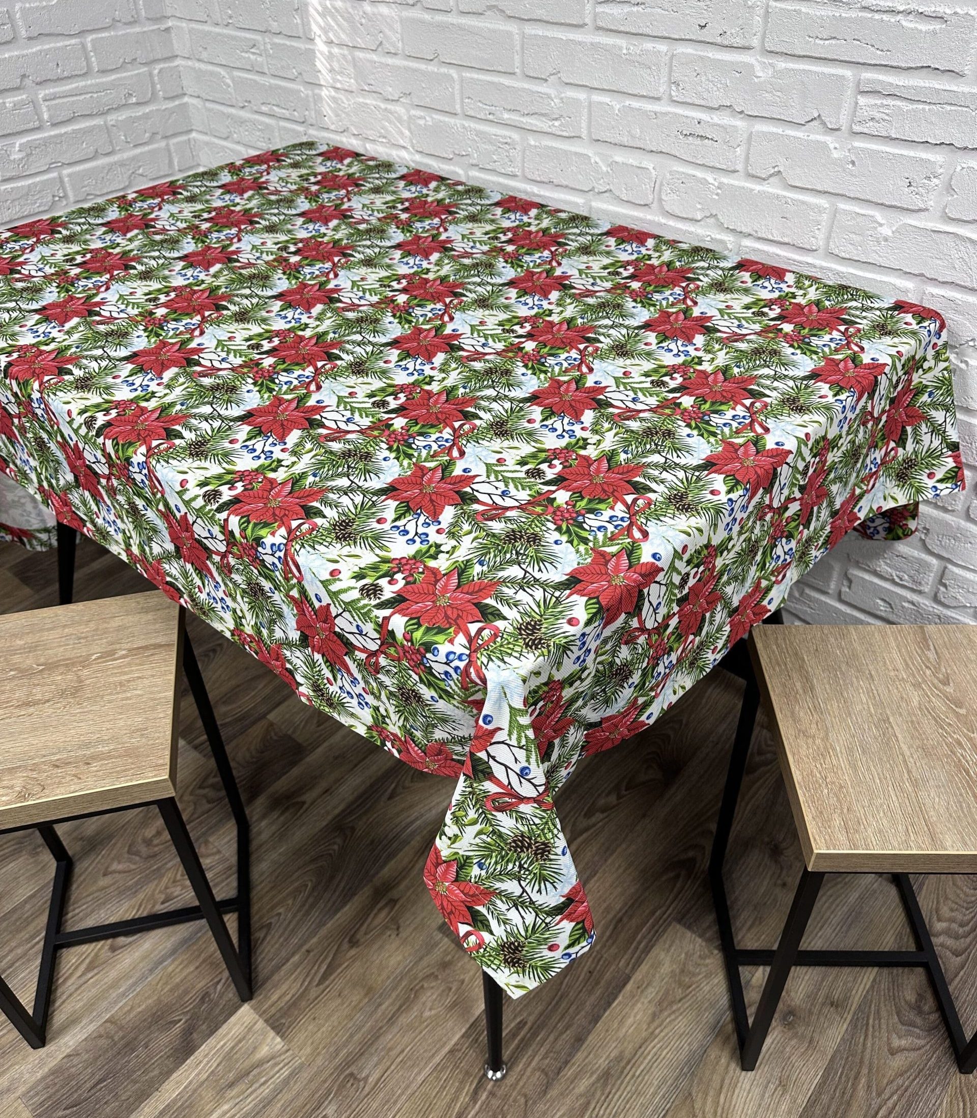 Скатертина новорічна “X-mas Red Flowers New”