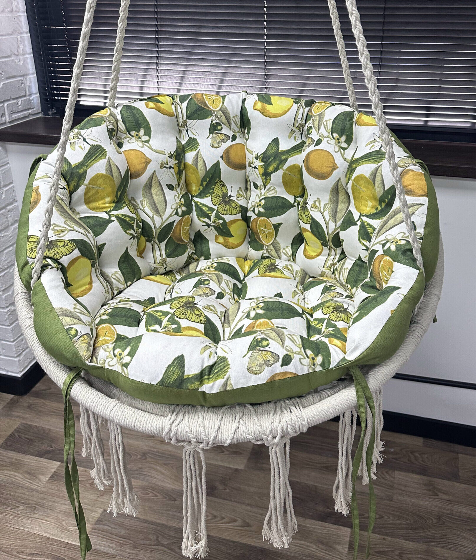 Подушка зі спинкою для підвісної гойдалки панама "Lemon meyeri"