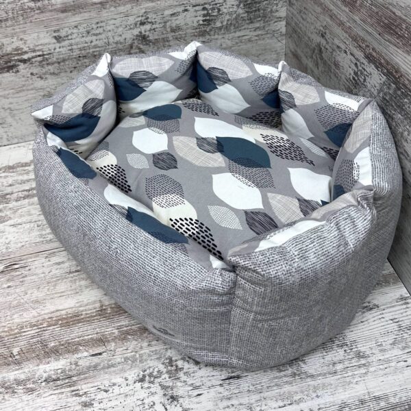 Лежак для котів та собак панама модель 1 “Leaves blue”