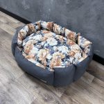 Лежак для котів та собак панама модель 1 “Ashen flowers brown”