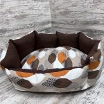 Лежак для котів та собак панама модель 1 “Leaves orange”