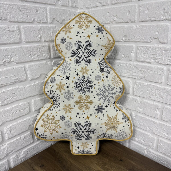 Подушка новорічна ялинка "X-mas Golden Snowflakes" 45х60 см