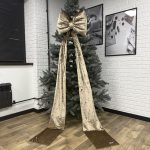 Бант для ялинки велюровий мармуровий