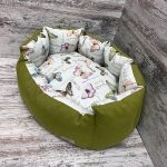 Лежак для котів та собак панама модель 1 “Butterflies green”