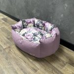 Лежак для котів та собак панама модель 1 “Ashen flowers violet”