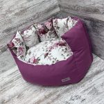 Лежак для котів та собак панама модель 1 “Nude flowers pink”