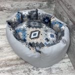 Лежак для котів та собак панама модель 1 “Carpet blue”