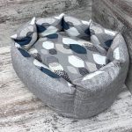 Лежак для котів та собак панама модель 1 “Leaves blue”