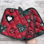 Набір кухонний рукавичка та прихватка панама новорічний “X-mas Hearts”