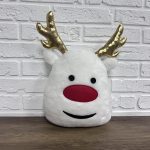 Подушка новорічна "X-mas Олень Санти" хутряна h40 см