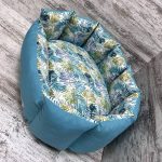 Лежак для котів та собак панама модель 1 “Branches turquoise”