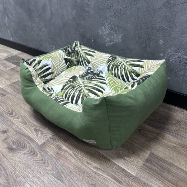 Лежак для котів та собак панама модель 2 “Tropical leaves green”