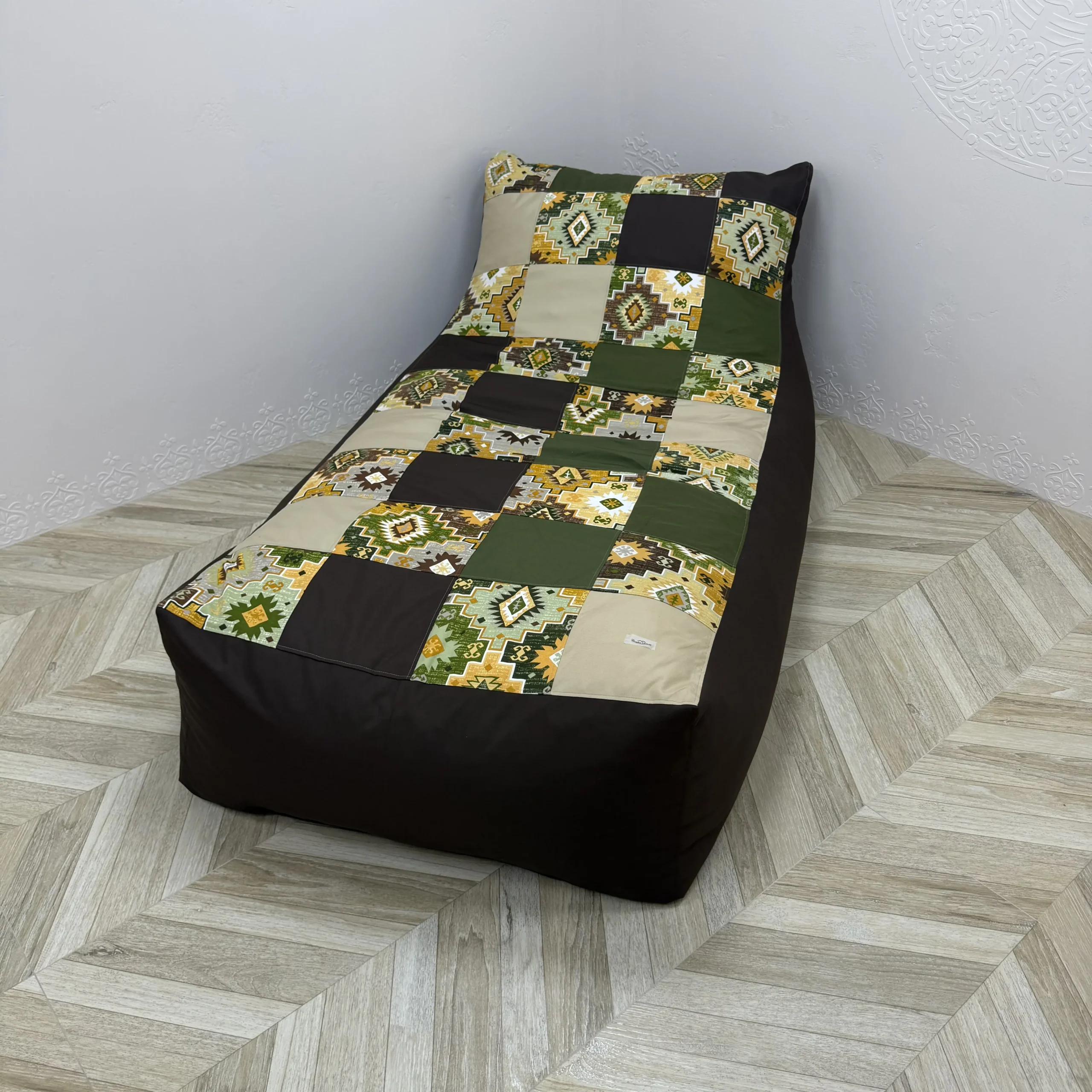 Безкаркасне крісло водонепроникне пэчворк "Carpet green" 90х180х80 см - Зображення 2