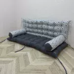 Подушка на піддони/гойдалки/каркаси/садові меблі панама з валиками комбінована “Facets grey”