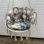 Подушка зі спинкою для підвісної гойдалки панама "3D flowers"