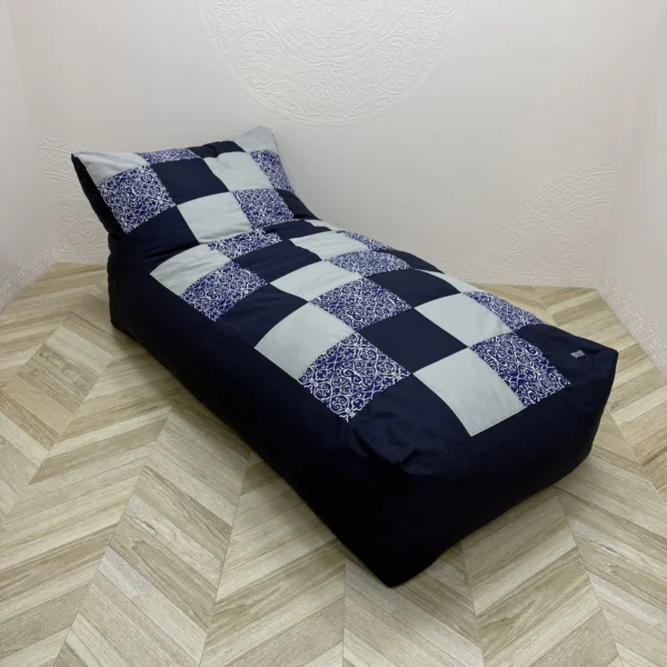 Безкаркасне крісло водонепроникне пэчворк "Curly blue" 90х180х80 см